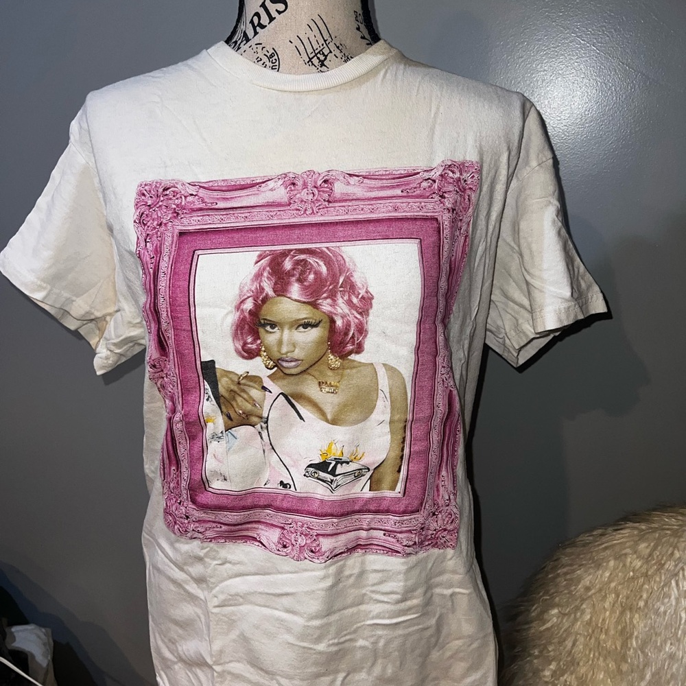 Nicki Minaj White and Pink Graphic Tee